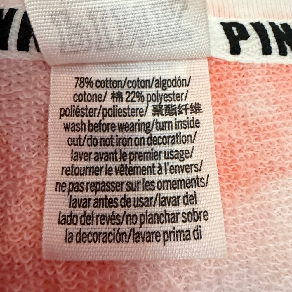 PINK Victoria's Secret Tie Dye Cropped Pool Beach Sweatshirt Womens Large Orange - Picture 8 of 10